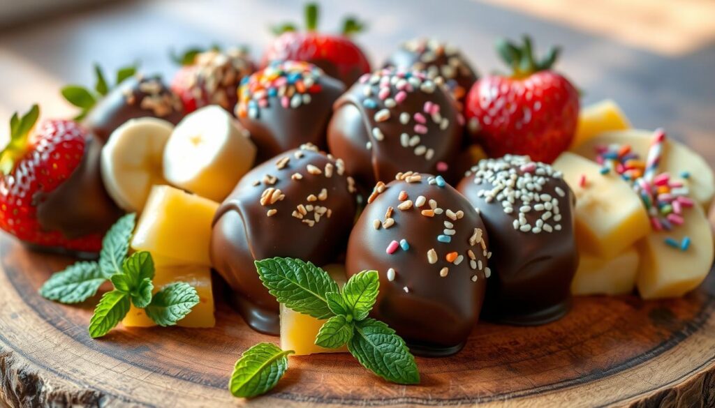 chocolate-dipped frozen fruit treats