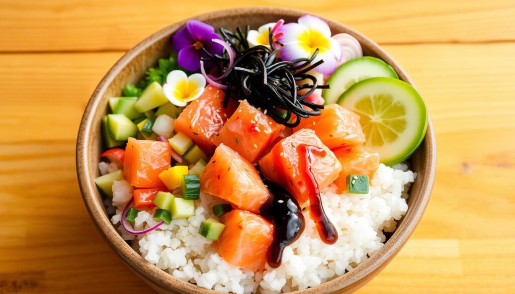 homemade salmon poke bowl